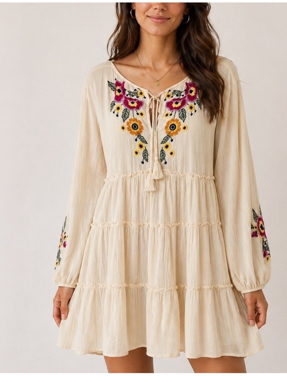 Free People Spell On You Mini Dress Ecru Embroidered Floral
Boho Cottagecore